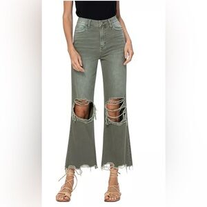 VERVET Beetle - Super High Rise 90s Vintage Crop Flare Olive Women’s Sz 28